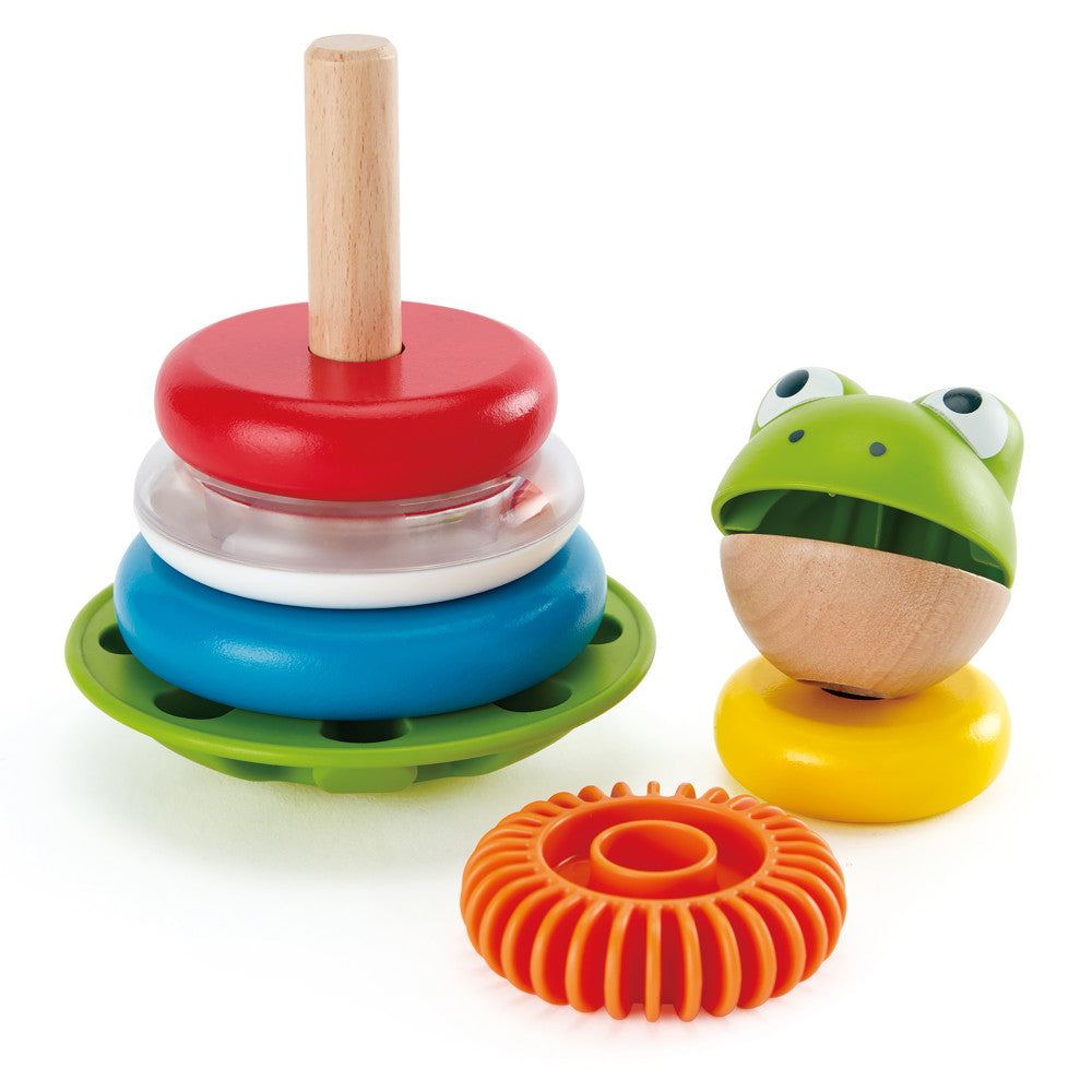 Hape: Mr. Frog Stacking Rings - 5 Stacker Rings On A Wobbling Base