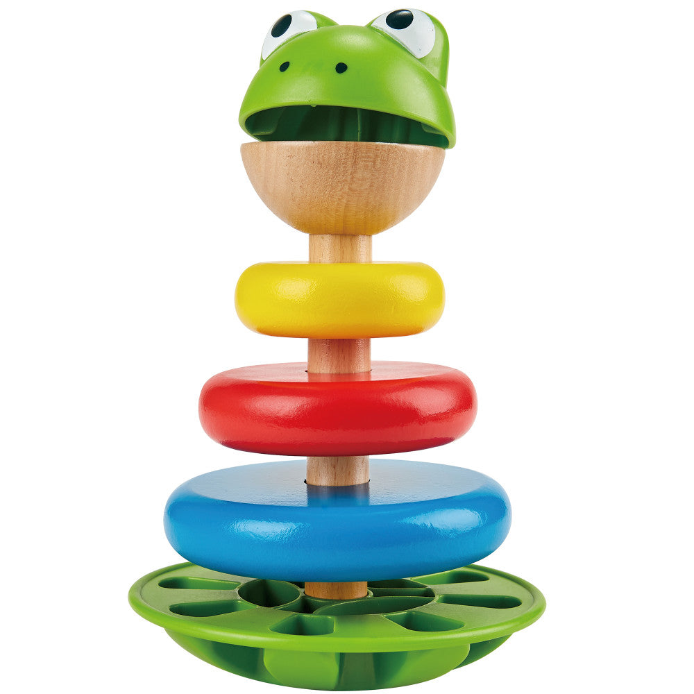 Hape: Mr. Frog Stacking Rings - 5 Stacker Rings On A Wobbling Base