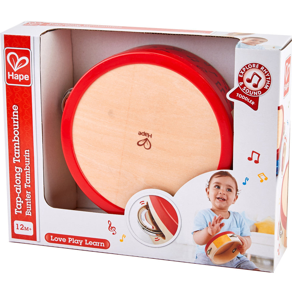 Hape: Tap-Along Tambourine - Wooden Hand Drum & Shaker Toy