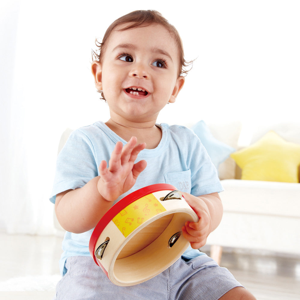 Hape: Tap-Along Tambourine - Wooden Hand Drum & Shaker Toy