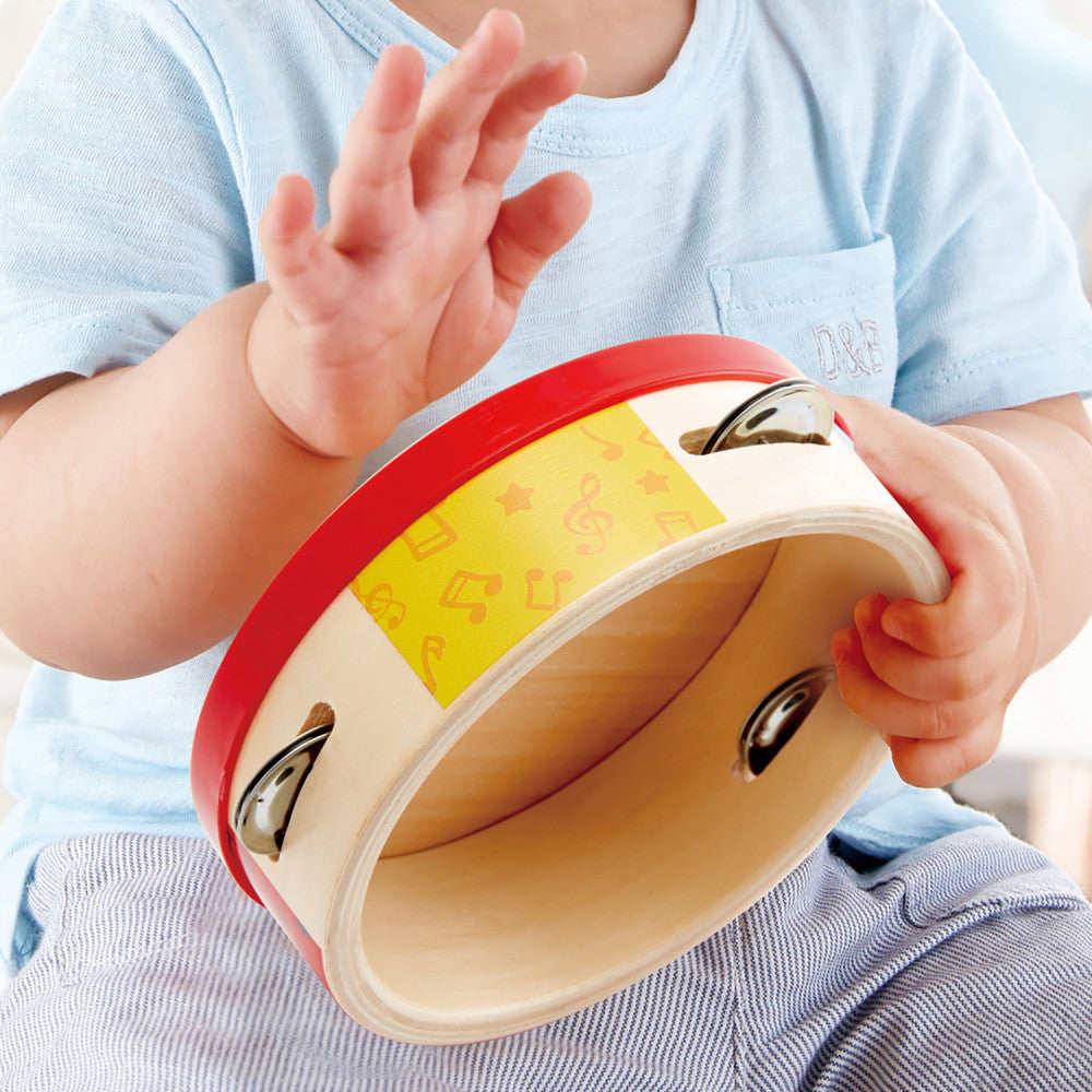 Hape: Tap-Along Tambourine - Wooden Hand Drum & Shaker Toy