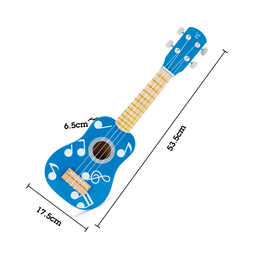 Hape Blue Dot Kid's Wooden Toy Ukulele, 21-Inch Musical Instrument