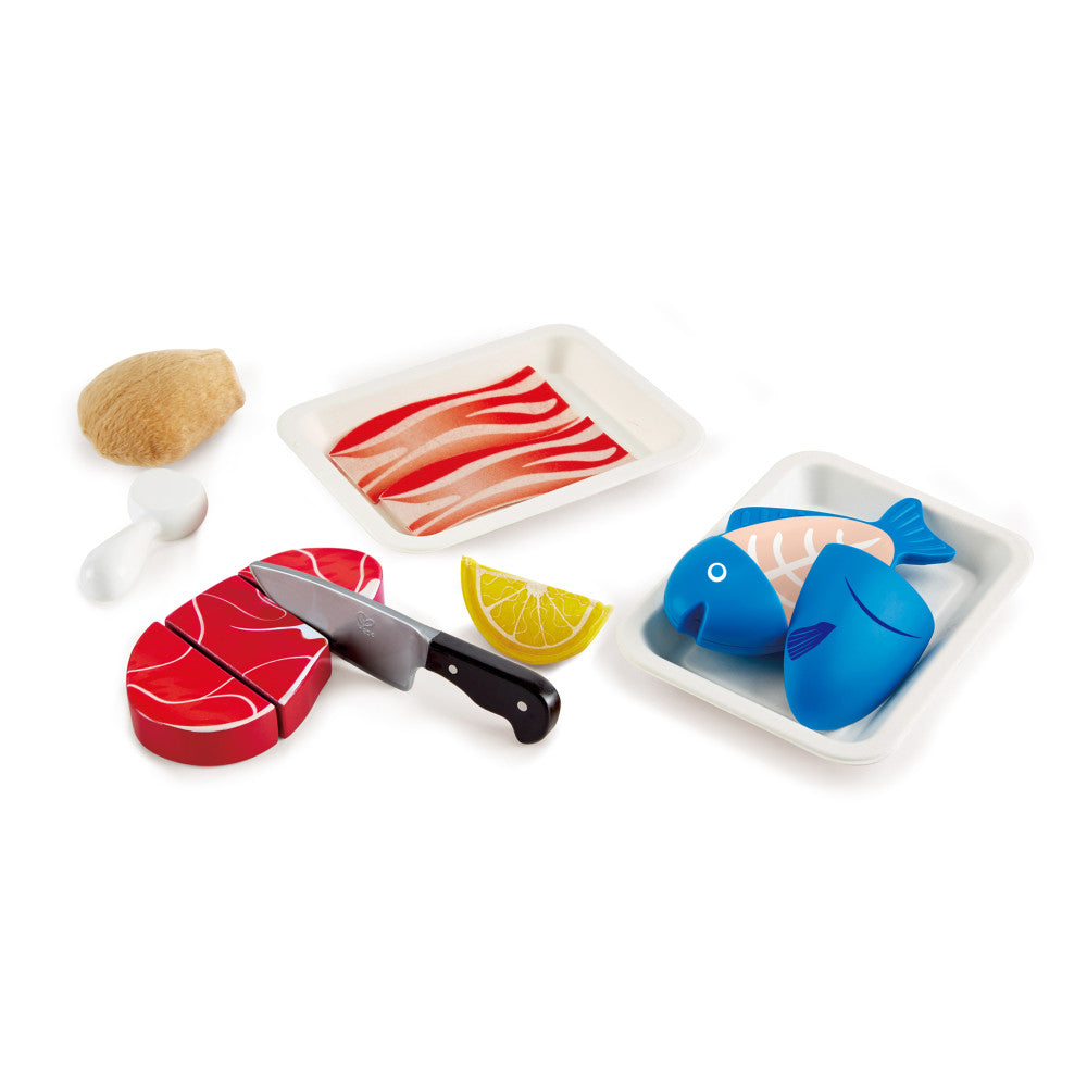 Hape Tasty Proteins Wooden Kitchen Playset - 7 Pieces