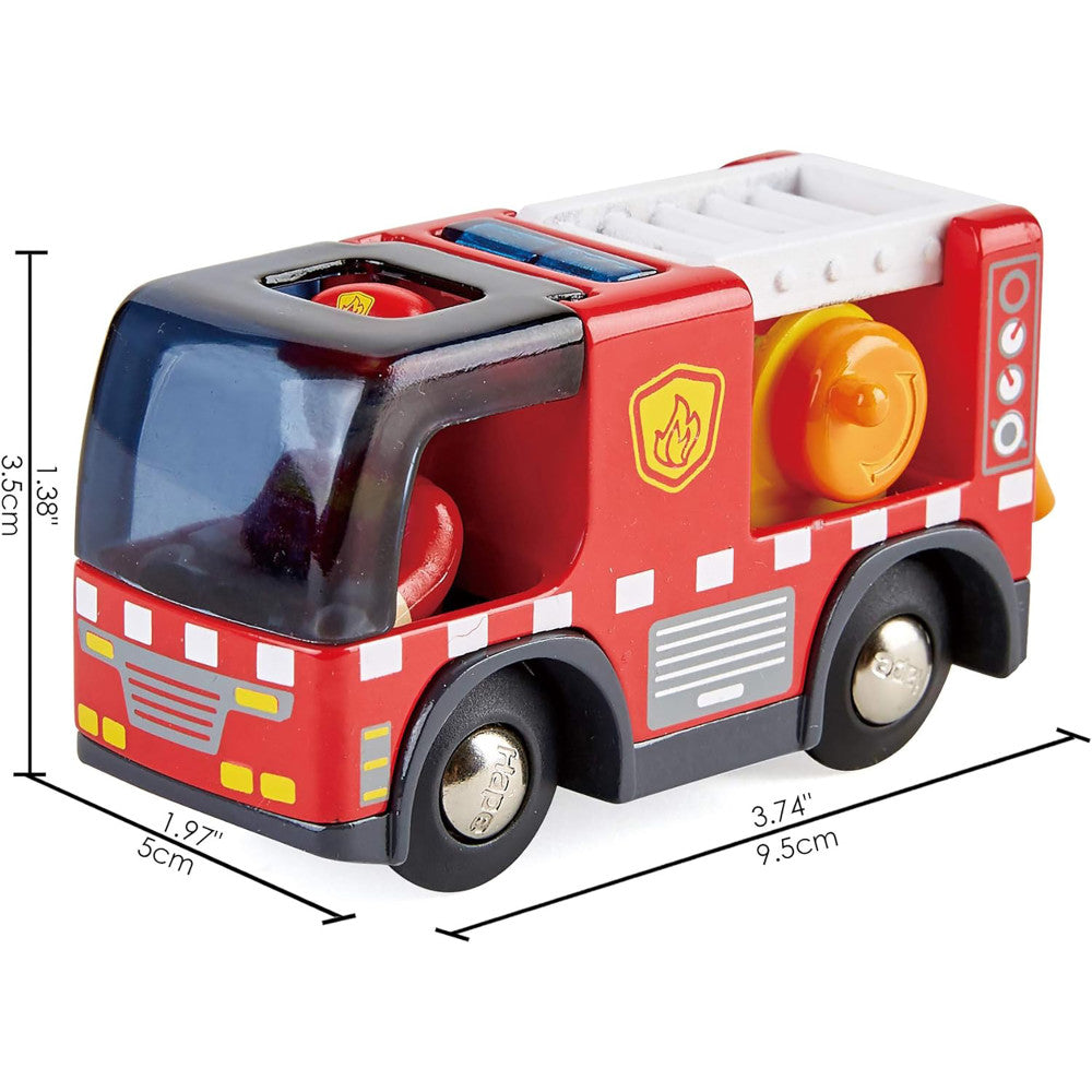 Hape: Light & Sound: Fire Truck With Siren - Red - Engine Toy Recue Vehicle