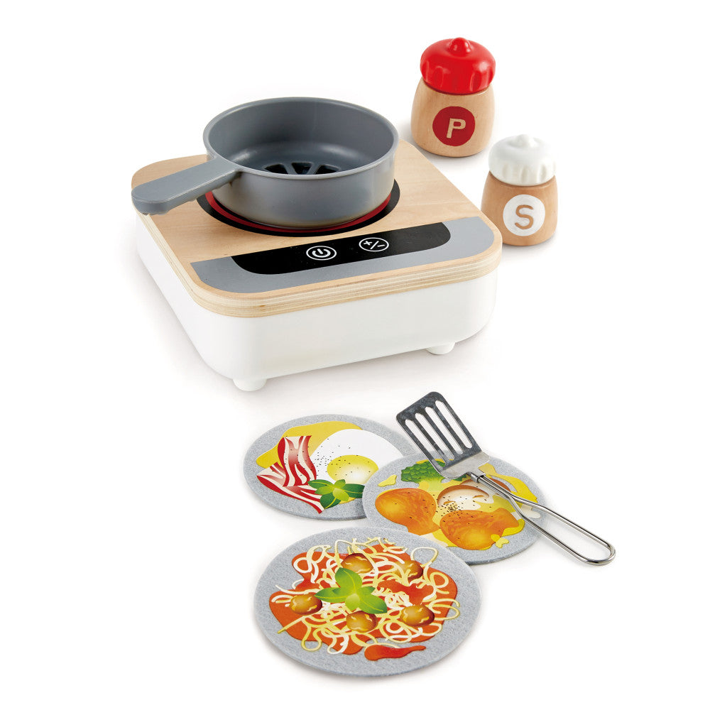 Hape Fun Fan Fryer Wooden Kitchen Playset - 7 Piece Set