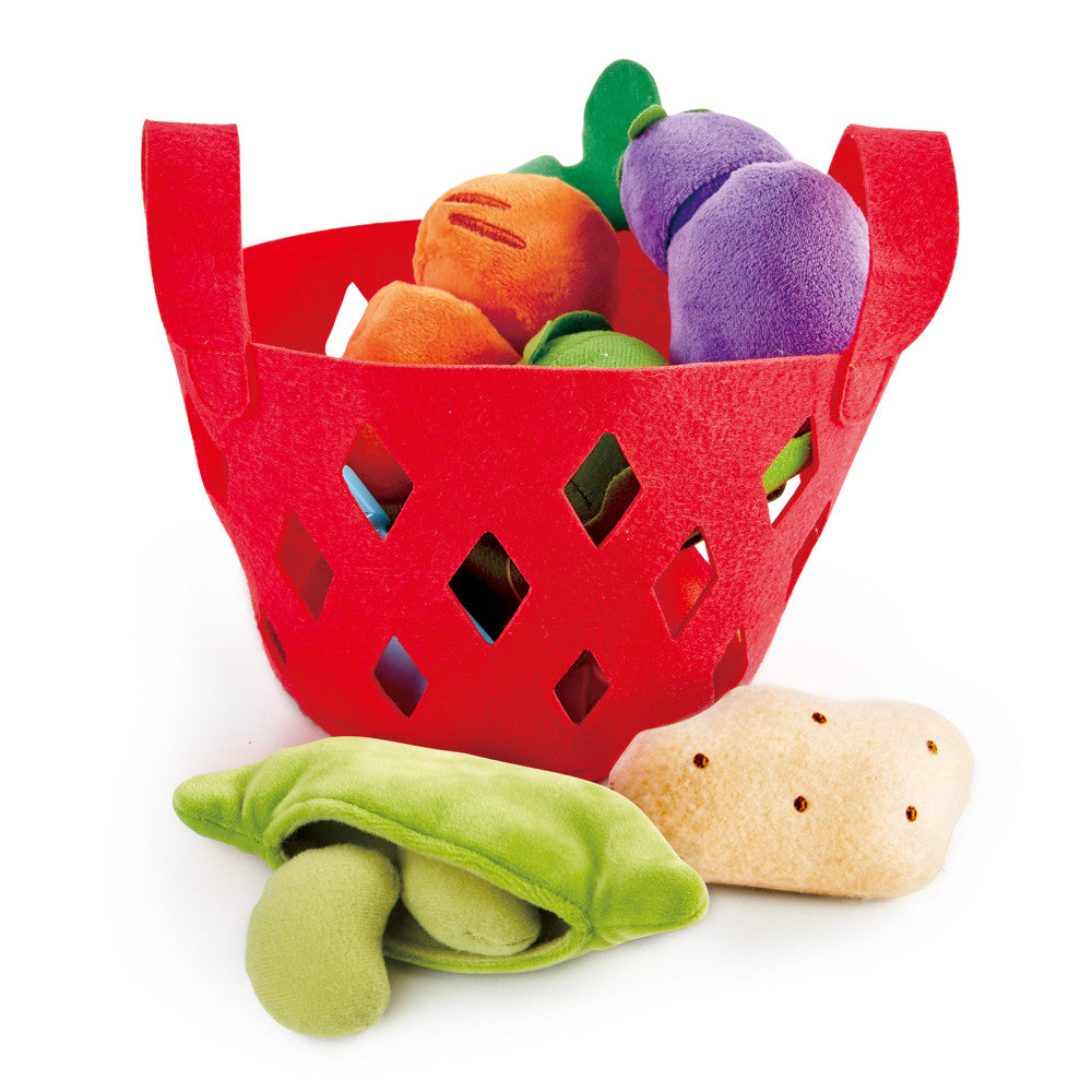 Hape Toddler Vegetable Basket Playset - 7 Piece Felt Food Set