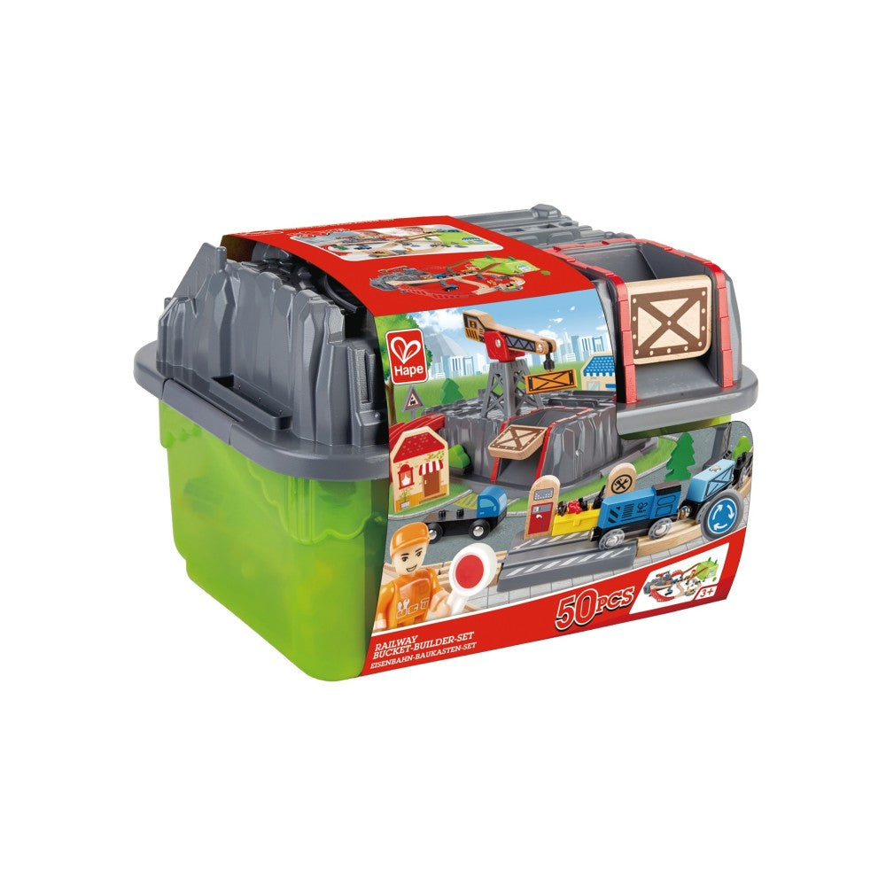 Hape 50-Piece Railway Bucket Builder Set for Creative Kids Ages 3+