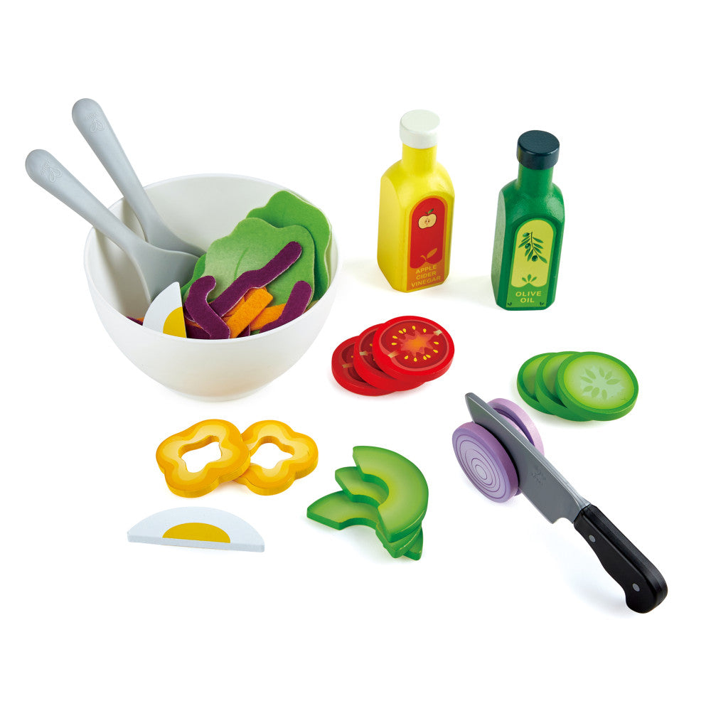 Hape Healthy Salad Wooden Kitchen Playset - 39 Pieces for Ages 3+