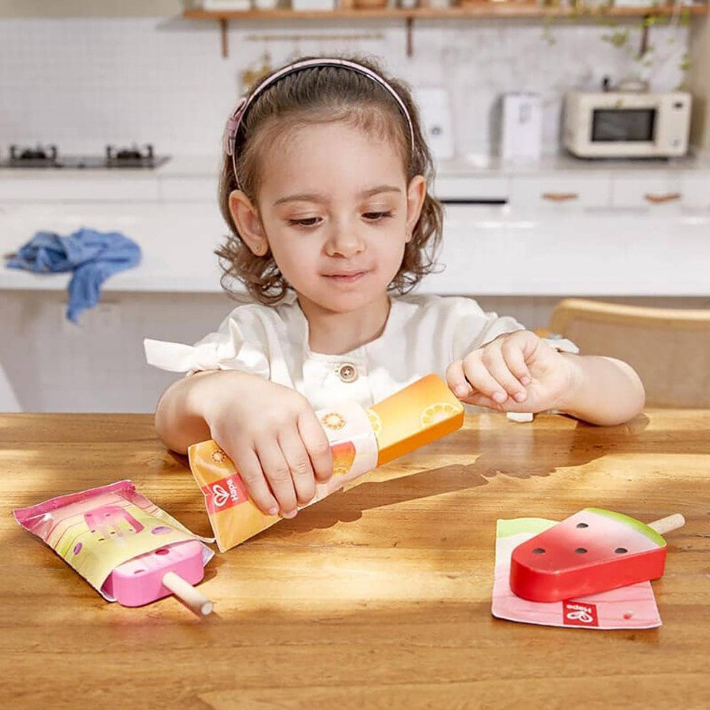 Hape: Perfect Popsicles - 3pc Wooden Toy, Kitchen Food Playset