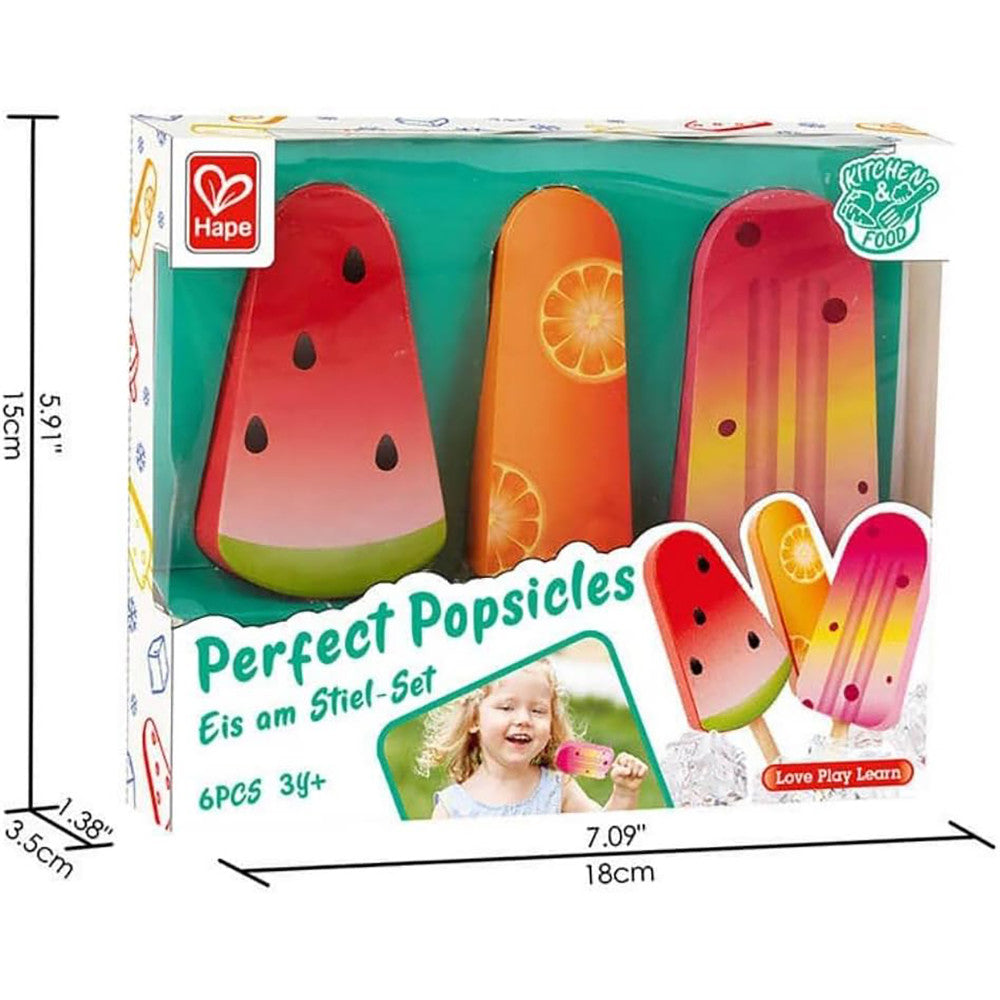 Hape: Perfect Popsicles - 3pc Wooden Toy, Kitchen Food Playset