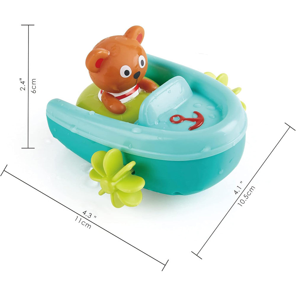 Hape: Tubing Pull-Back Boat - With Teddy Bear Figure Companion