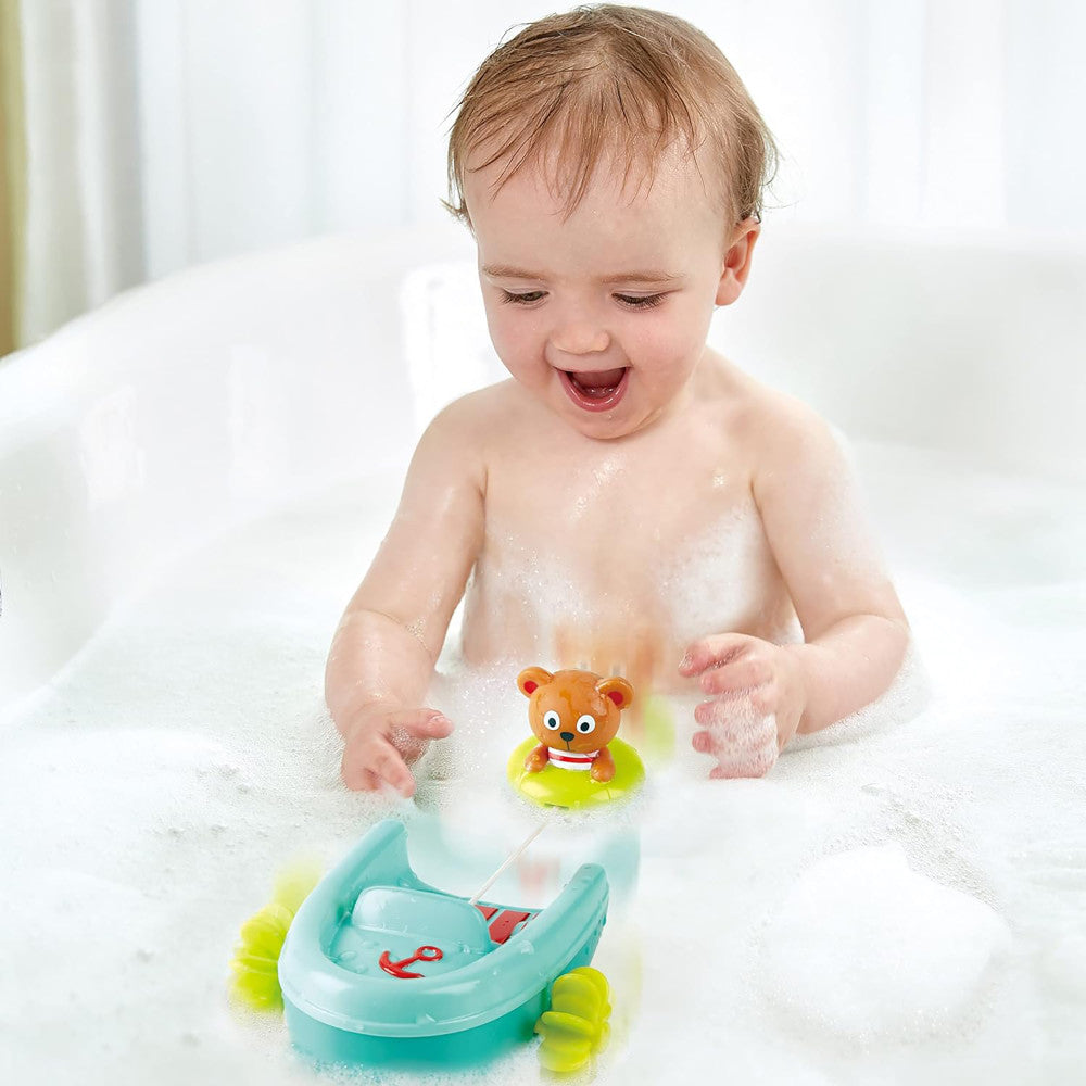 Hape: Tubing Pull-Back Boat - With Teddy Bear Figure Companion