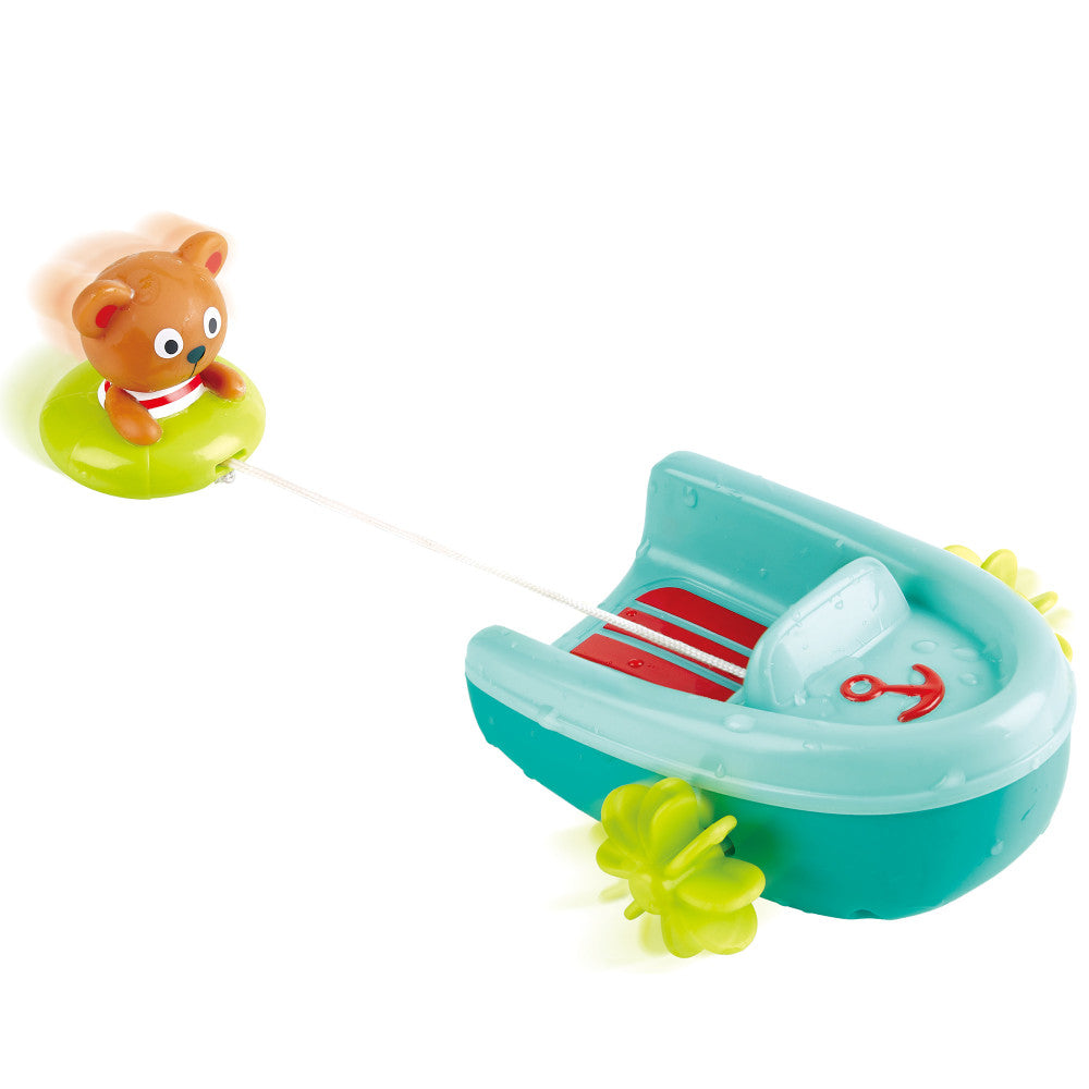 Hape: Tubing Pull-Back Boat - With Teddy Bear Figure Companion