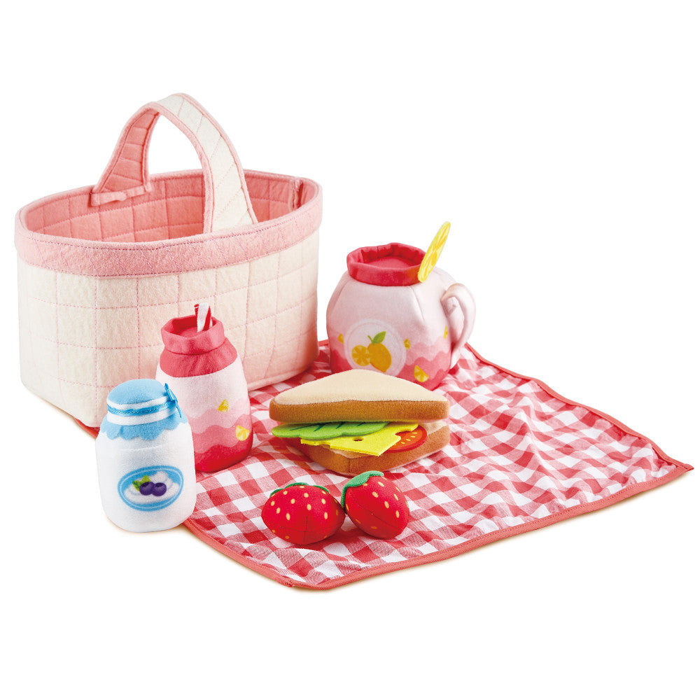 Hape: Toddler Picnic Basket - Fabric Lunch Basket & Blanket