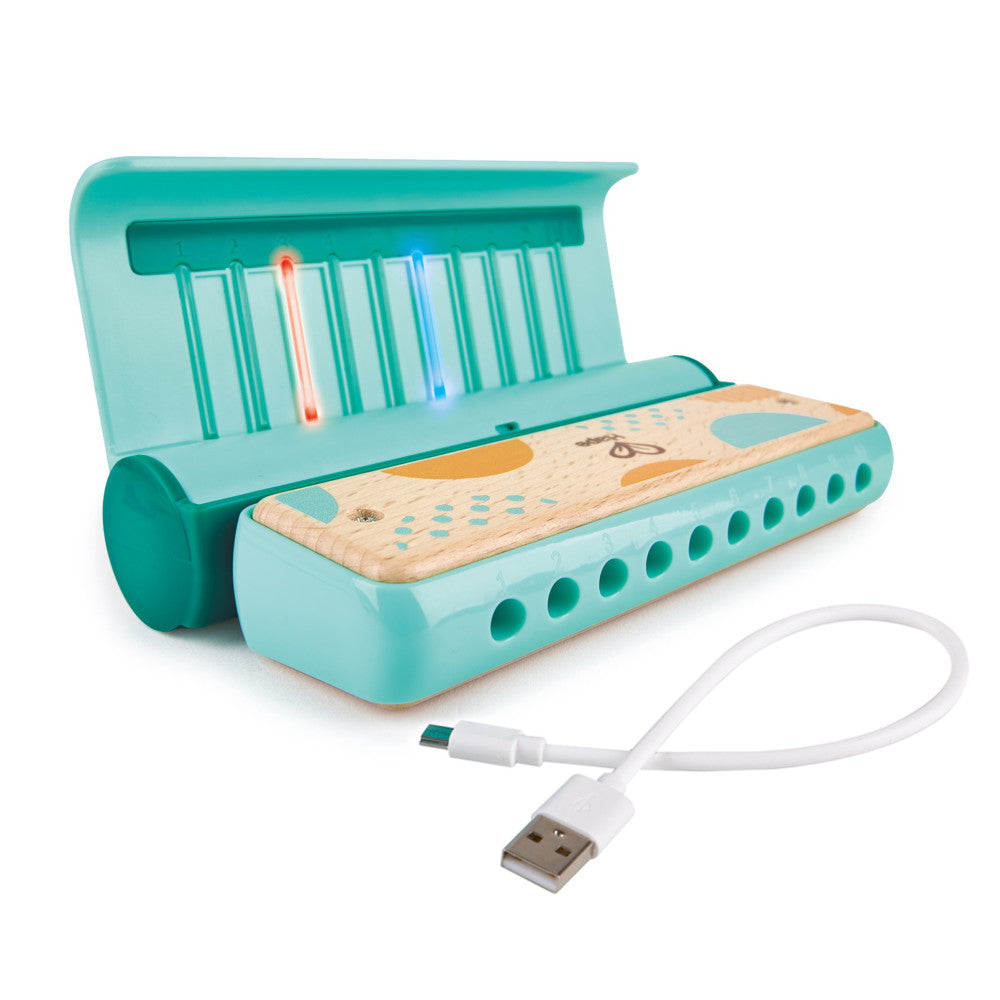 Hape Teal Learn With Lights Harmonica for Toddlers & Kids