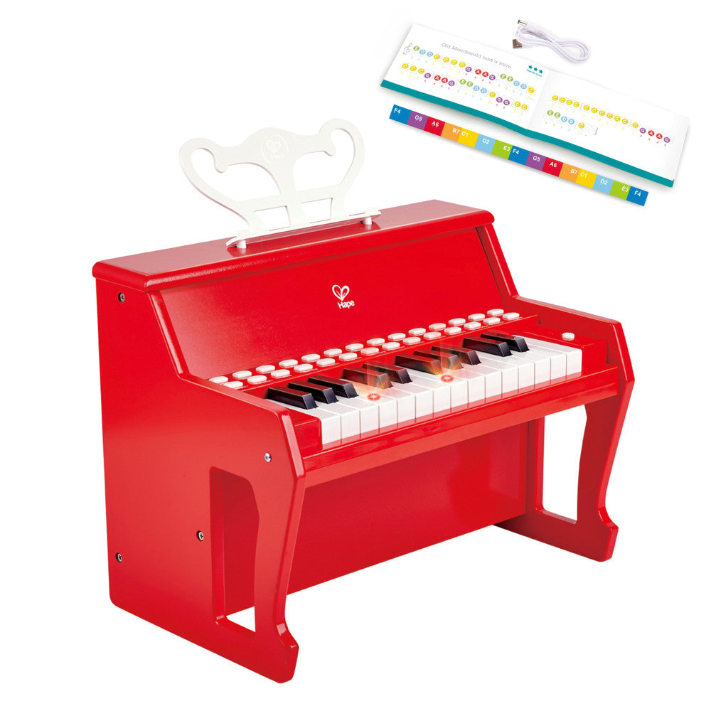 Hape Red Learn With Lights 25-Key Electronic Piano