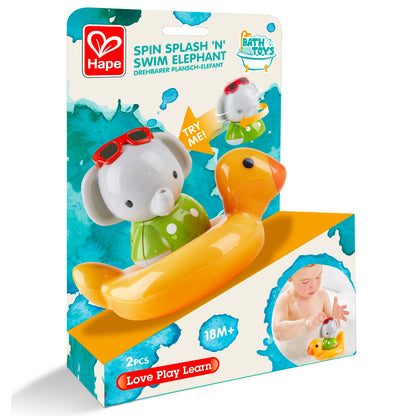 Hape: Spin Splash 'n' Swim Elephant - Bathtime Windup Spinning Toy