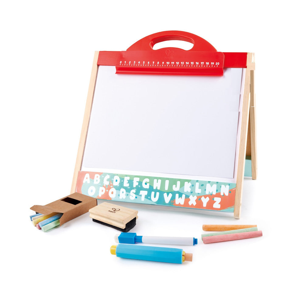 Hape Store & Go Double-Sided Easel - Blackboard & Magnetic Whiteboard