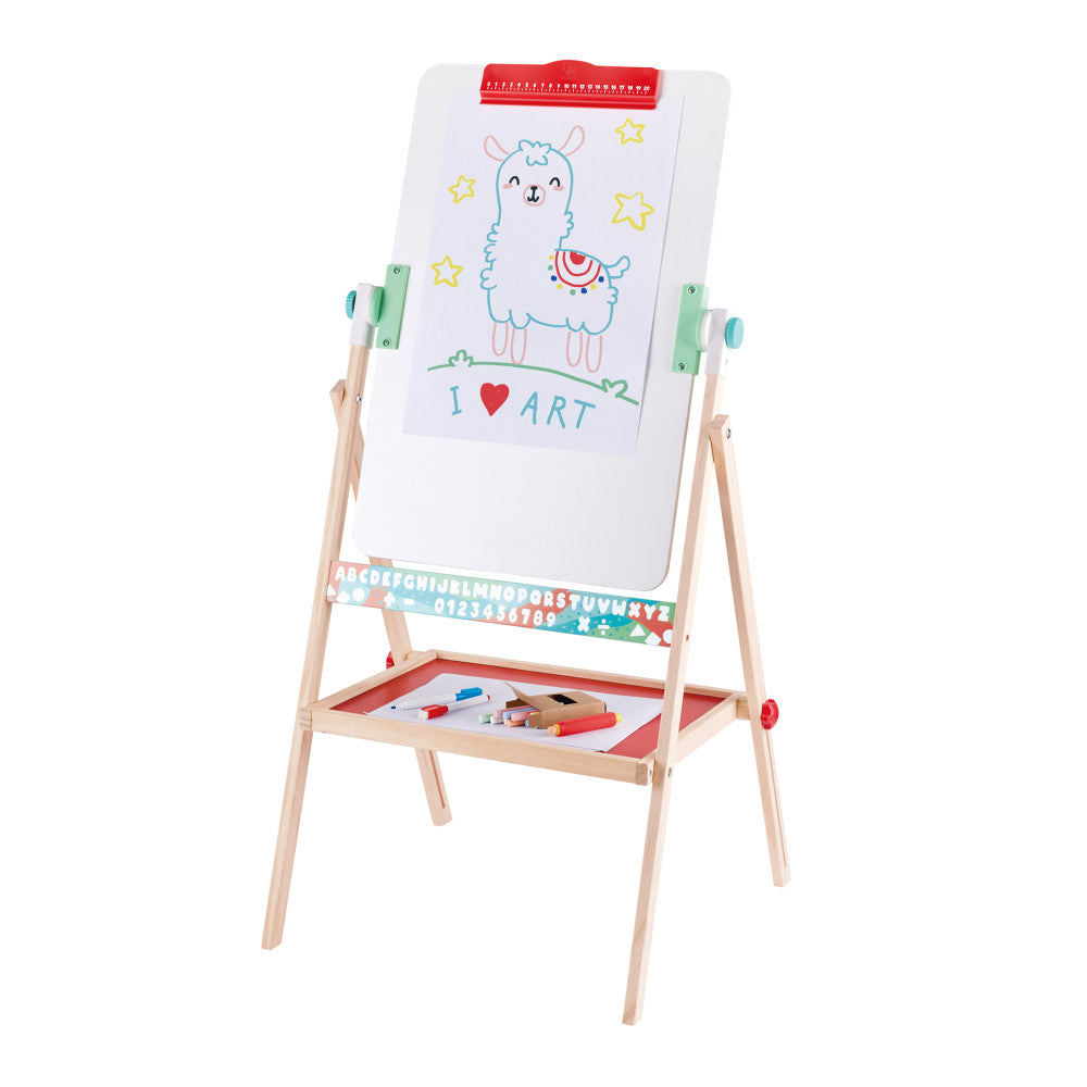 Hape Artisan Kid's Double-Sided Standing Easel, Chalkboard & Whiteboard