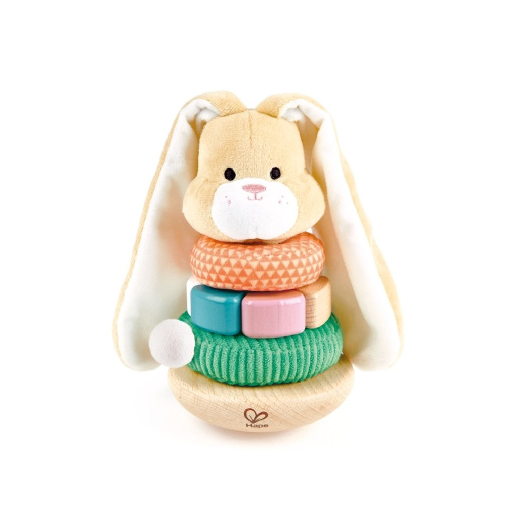 Hape Bunny Stacker Toy - Colorful Wooden Ring Stacking Playset