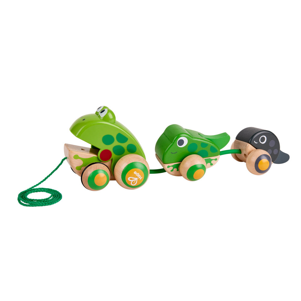 Hape Pull-Along Frog Family - Interactive Wooden Toddler Toy for Ages 12 Months+