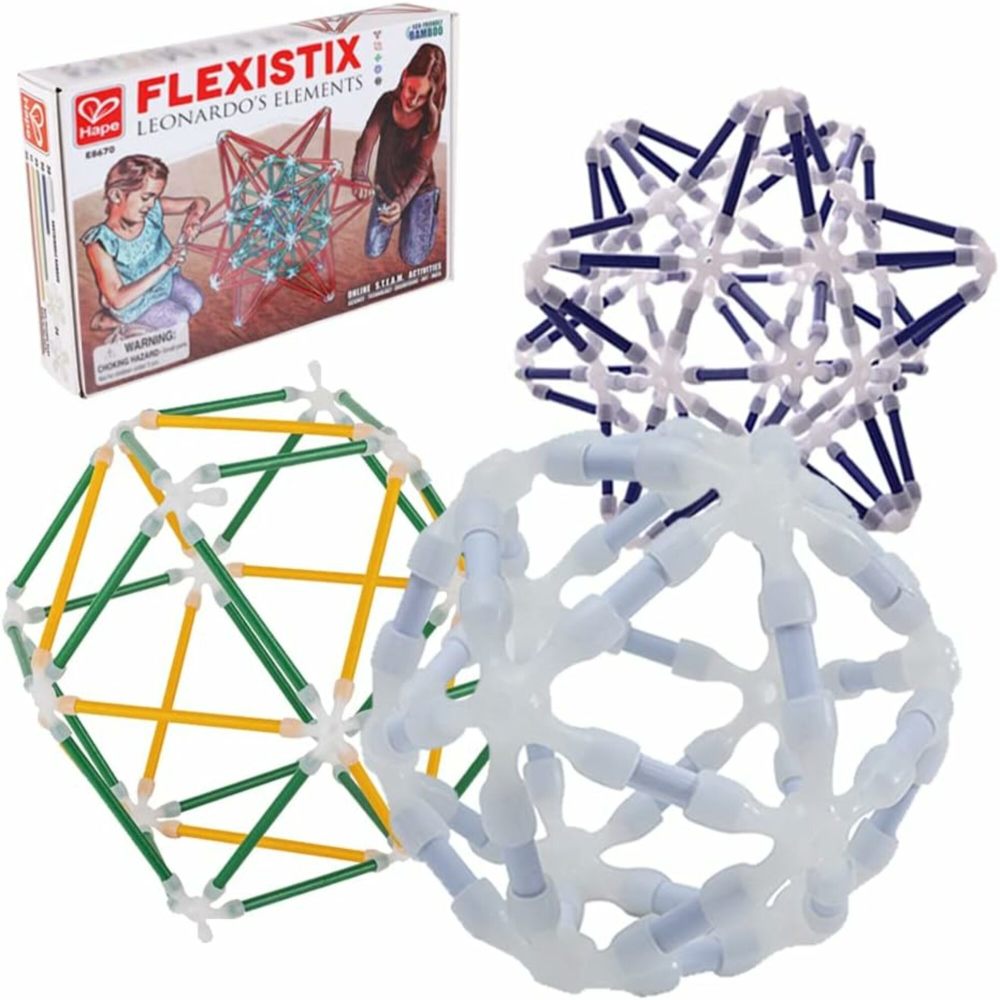 Hape Flexistix Leonardo's Elements 258-Piece Building Set - Glow-in-the-Dark Connectors