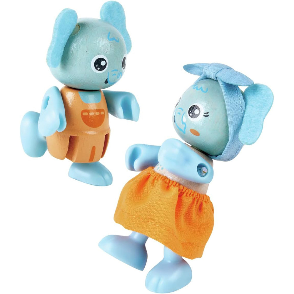 Hape: Wonderland Elephant Family - 4 Animal Articulated Figurines