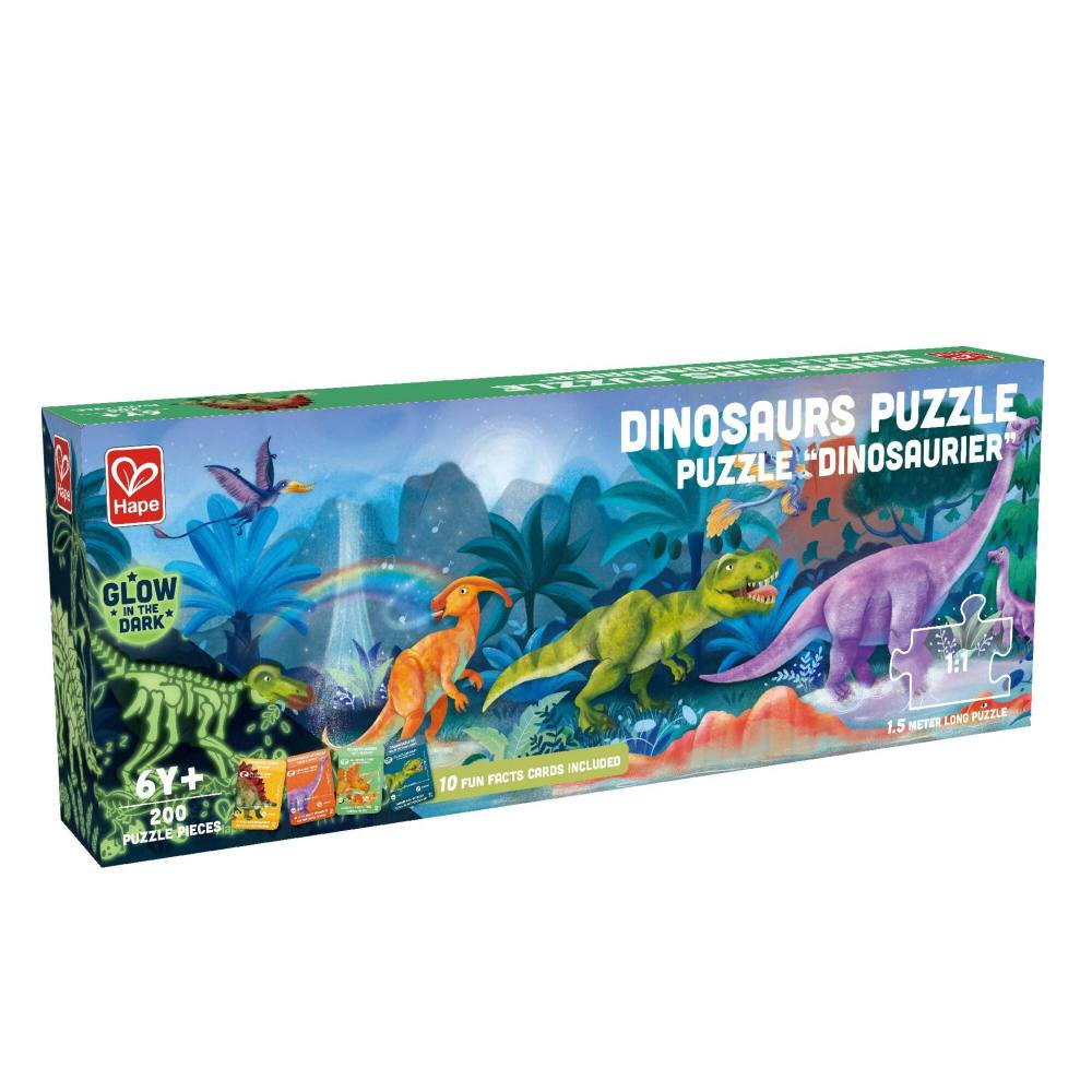 Hape Prehistoric Glow-in-the-Dark Floor Puzzle - Dinosaurs, 200 pc