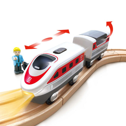 Hape: Intercity Battery Powered Train Set - Red & White - Engine & Train Car