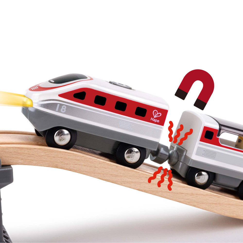 Hape: Intercity Battery Powered Train Set - Red & White - Engine & Train Car