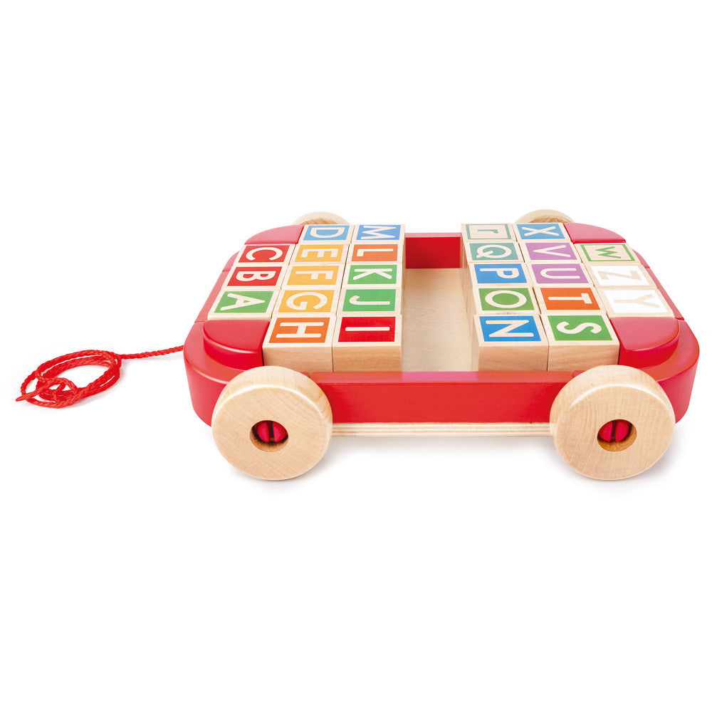 Hape: Pull-Along Cart With Stacking Blocks - Wooden Toy