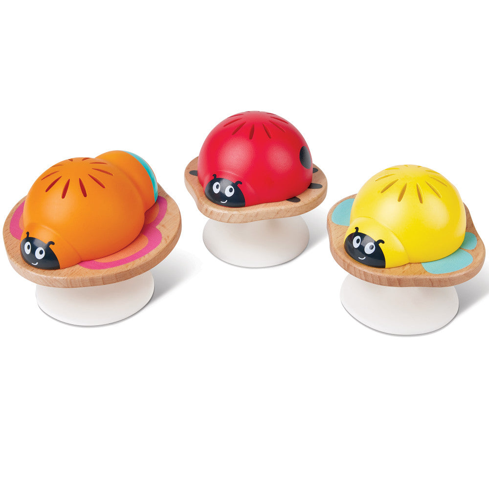 Hape: Stay-Put Rattles - Insects - 3 Pack, Lady Bug Shake Toys