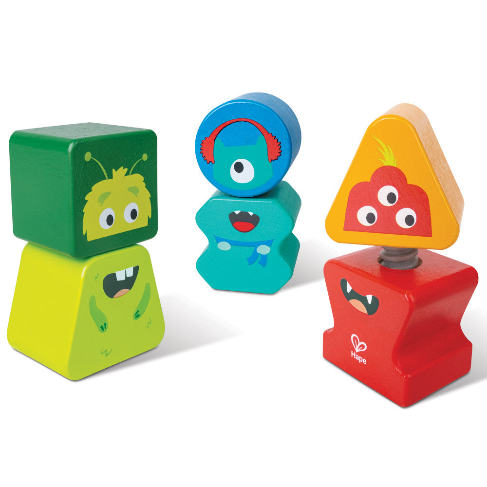 Hape: Building Block Monster Buddies - 3 Colorful Wooden Block Monster Characters