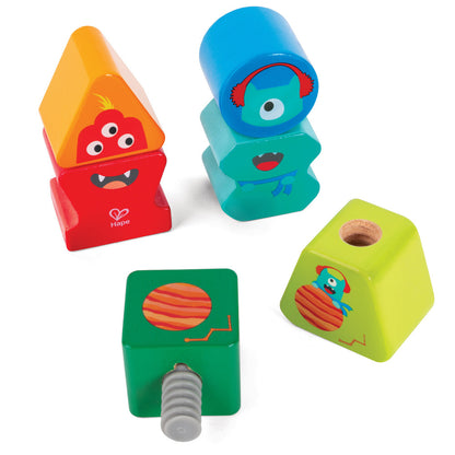 Hape: Building Block Monster Buddies - 3 Colorful Wooden Block Monster Characters