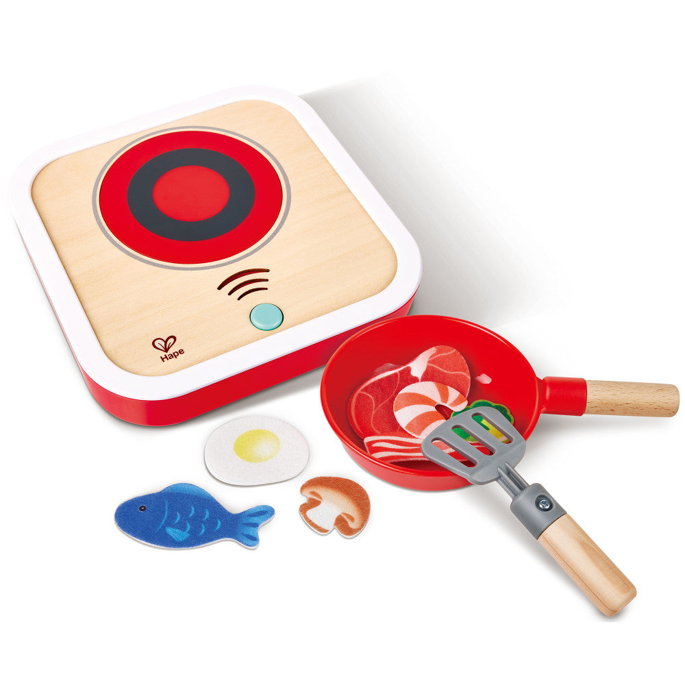 Hape: Interactive Stove Set - Light & Sound, Wooden Cooking Kitchen Play Set