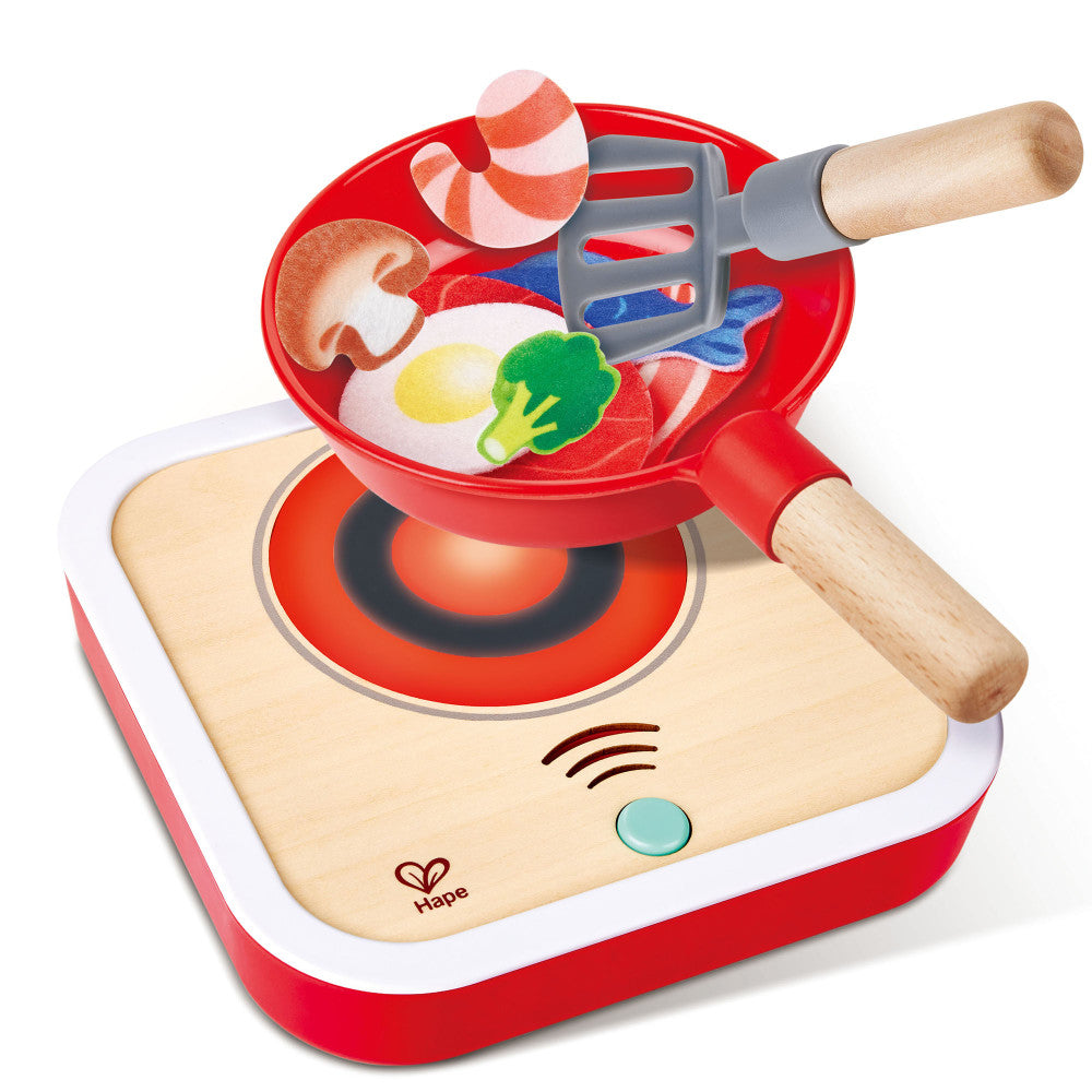 Hape: Interactive Stove Set - Light & Sound, Wooden Cooking Kitchen Play Set