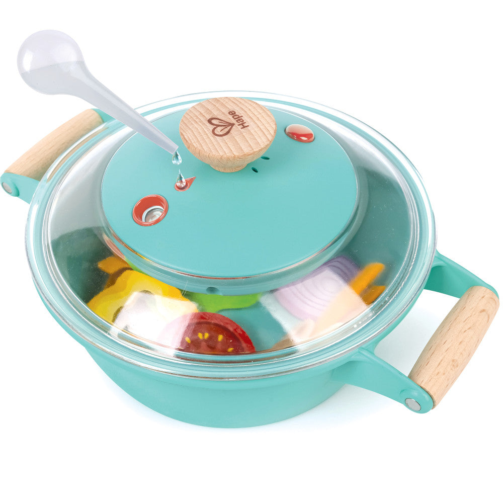 Hape: Little Chef Cooking & Steam Playset - 9pc Teal Wooden Kitchen Food Toy