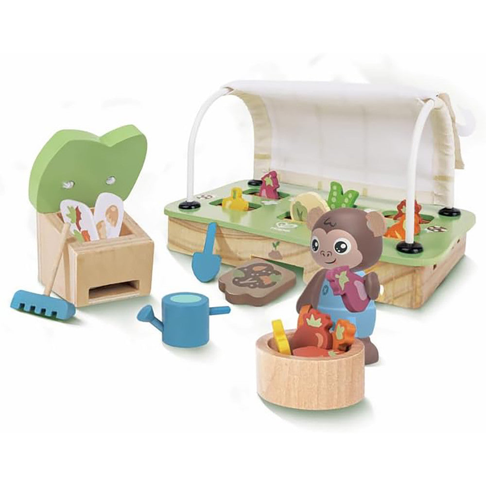 Hape: Organic Greenhouse Set - 10pc Wooden Miniature Gardening Toy Playset