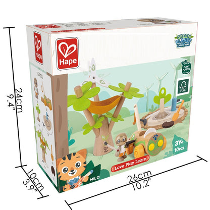 Hape: Tree Planting E-Car - 10pc Wooden Toy Set