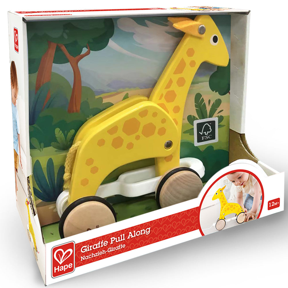 Hape: Pull Along - Giraffe - Yellow - Wooden Animal Toy