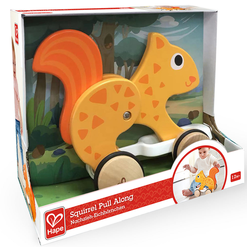 Hape: Pull Along - Squirrel - Orange - Wooden Animal Toy