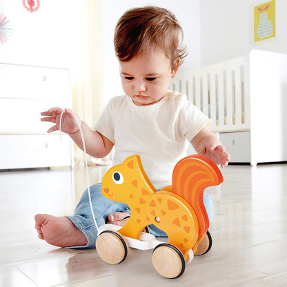 Hape: Pull Along - Squirrel - Orange - Wooden Animal Toy