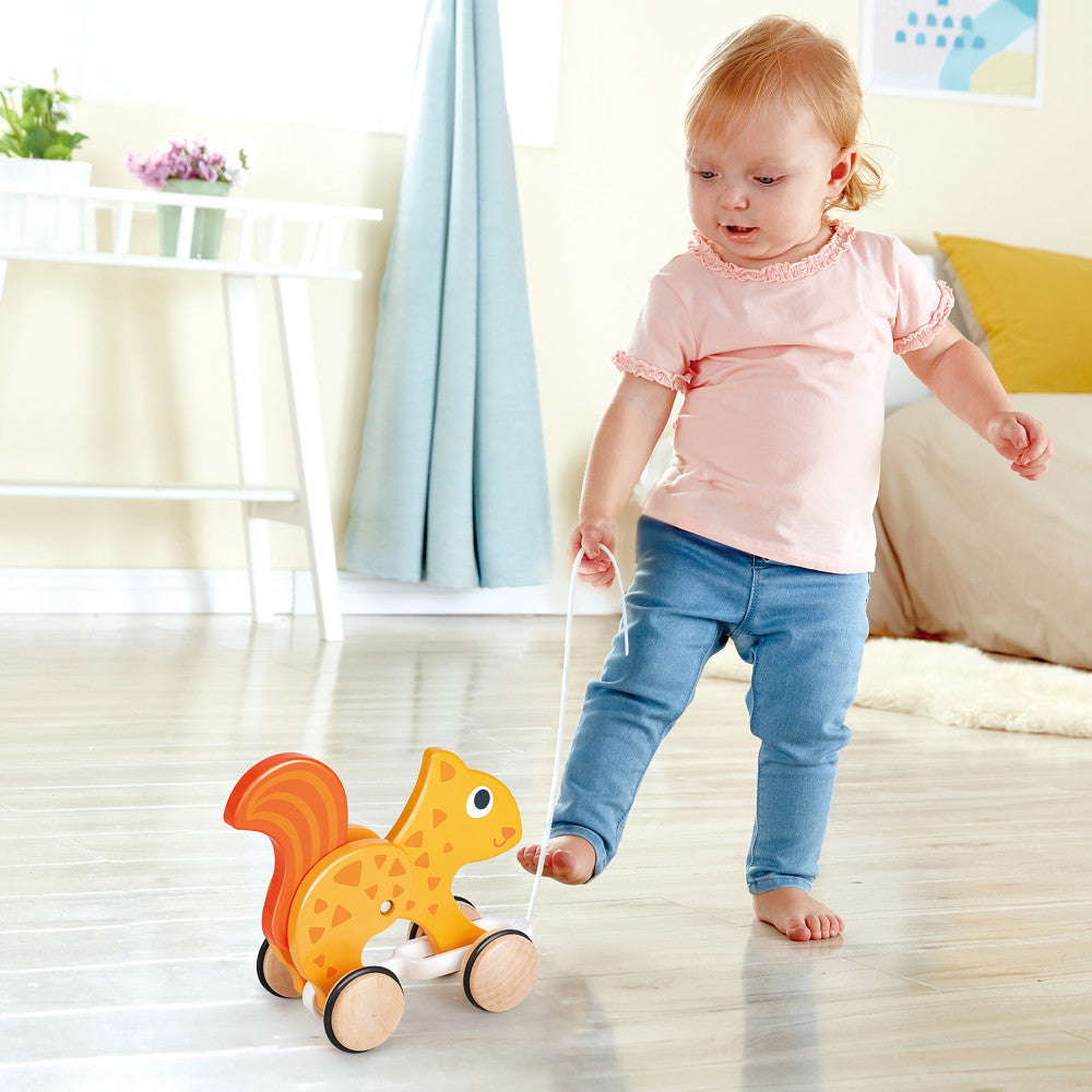 Hape: Pull Along - Squirrel - Orange - Wooden Animal Toy