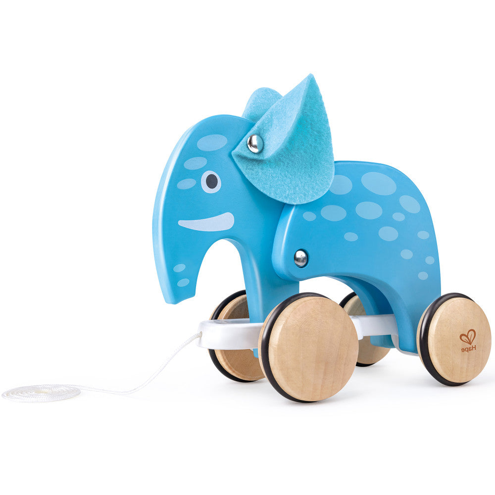 Hape: Pull Along - Elephant - Blue - Wooden Animal Toy