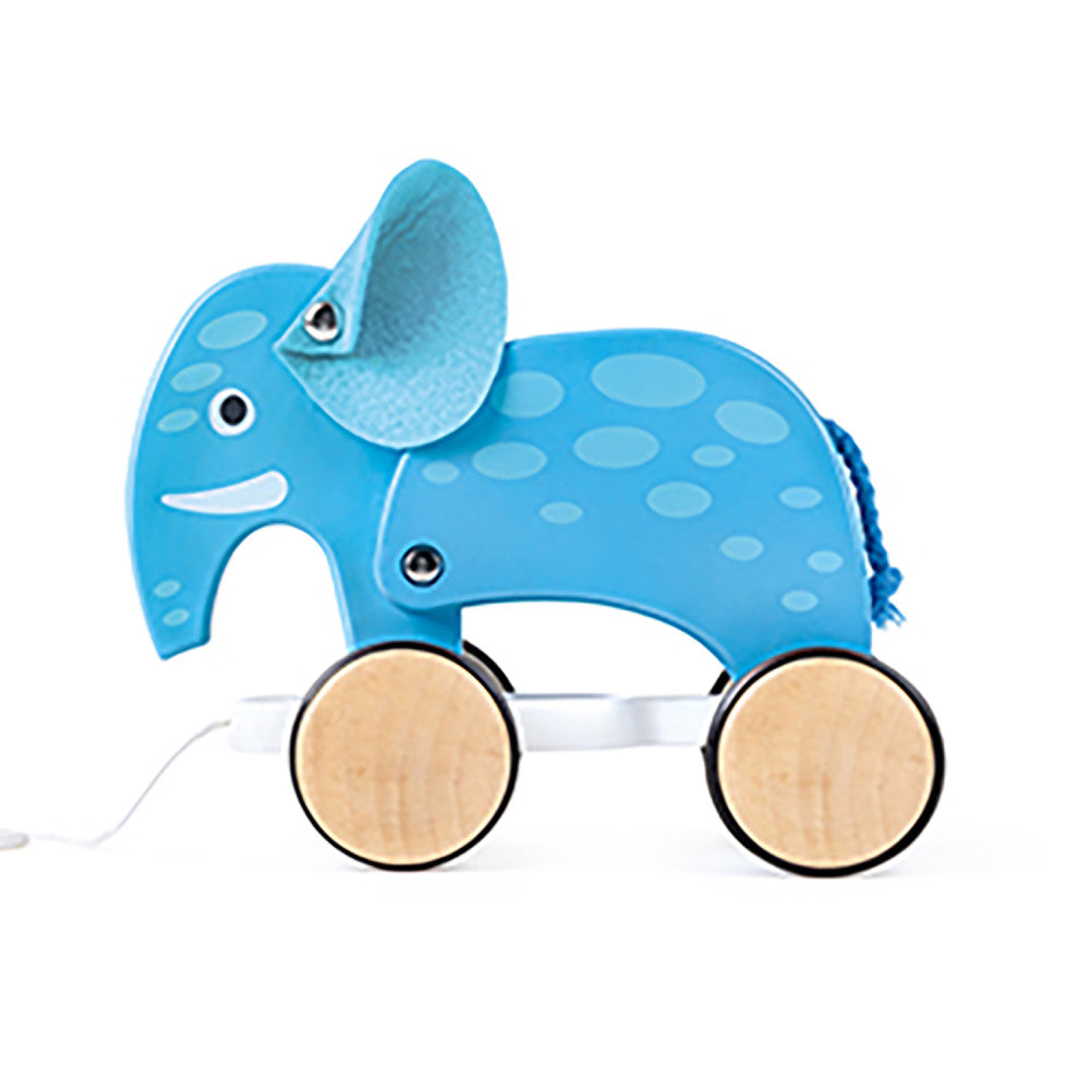 Hape: Pull Along - Elephant - Blue - Wooden Animal Toy