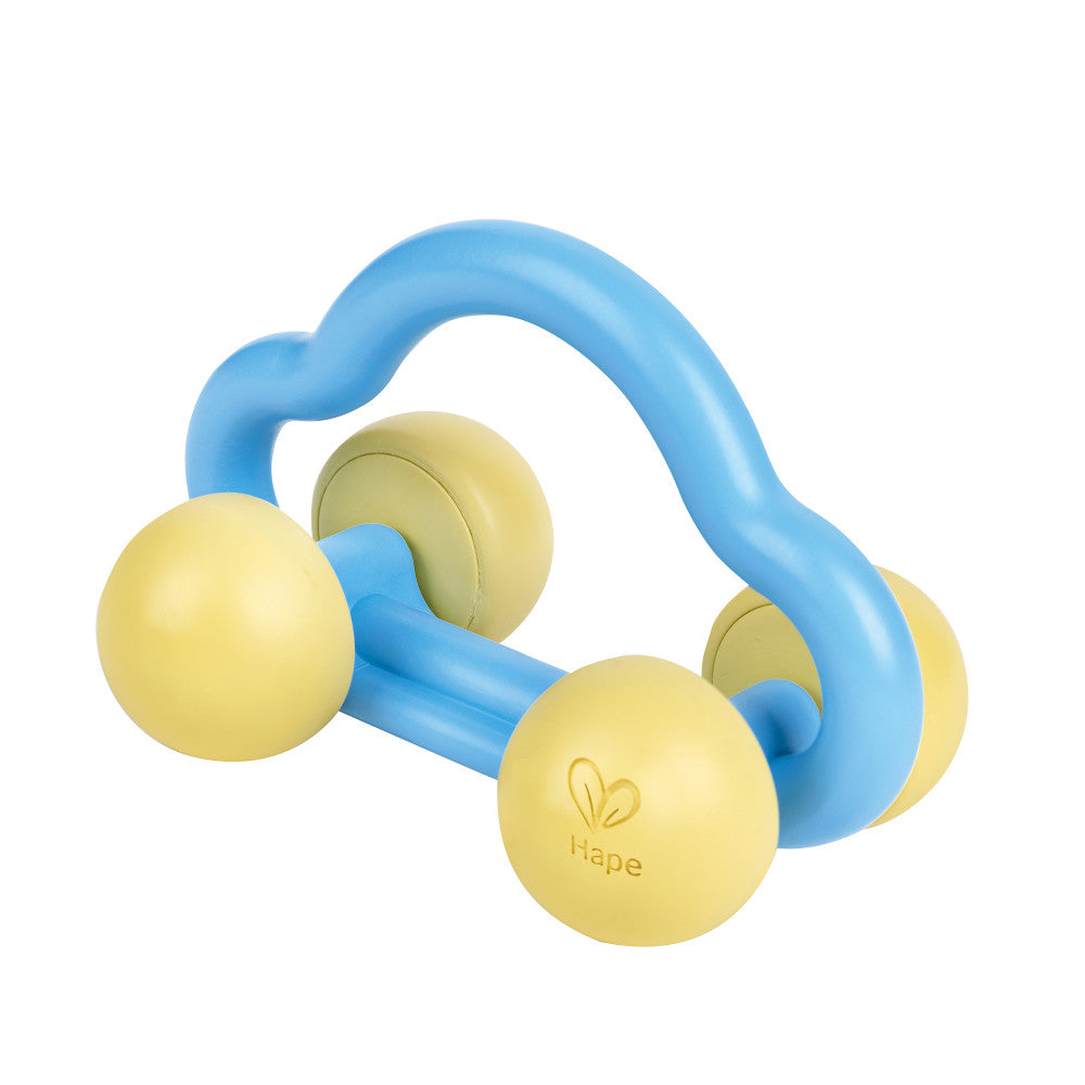 Hape: Rattle & Roll Toy Car - Blue & Yellow, Ages 0mo+