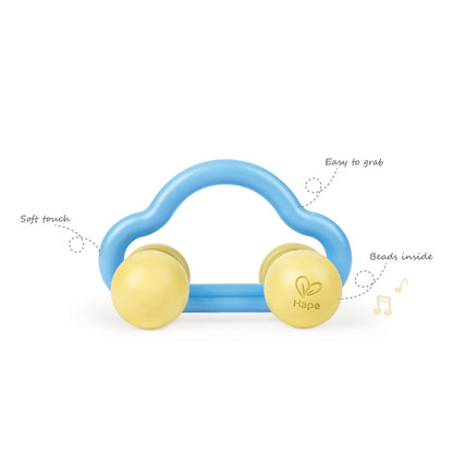 Hape: Rattle & Roll Toy Car - Blue & Yellow, Ages 0mo+