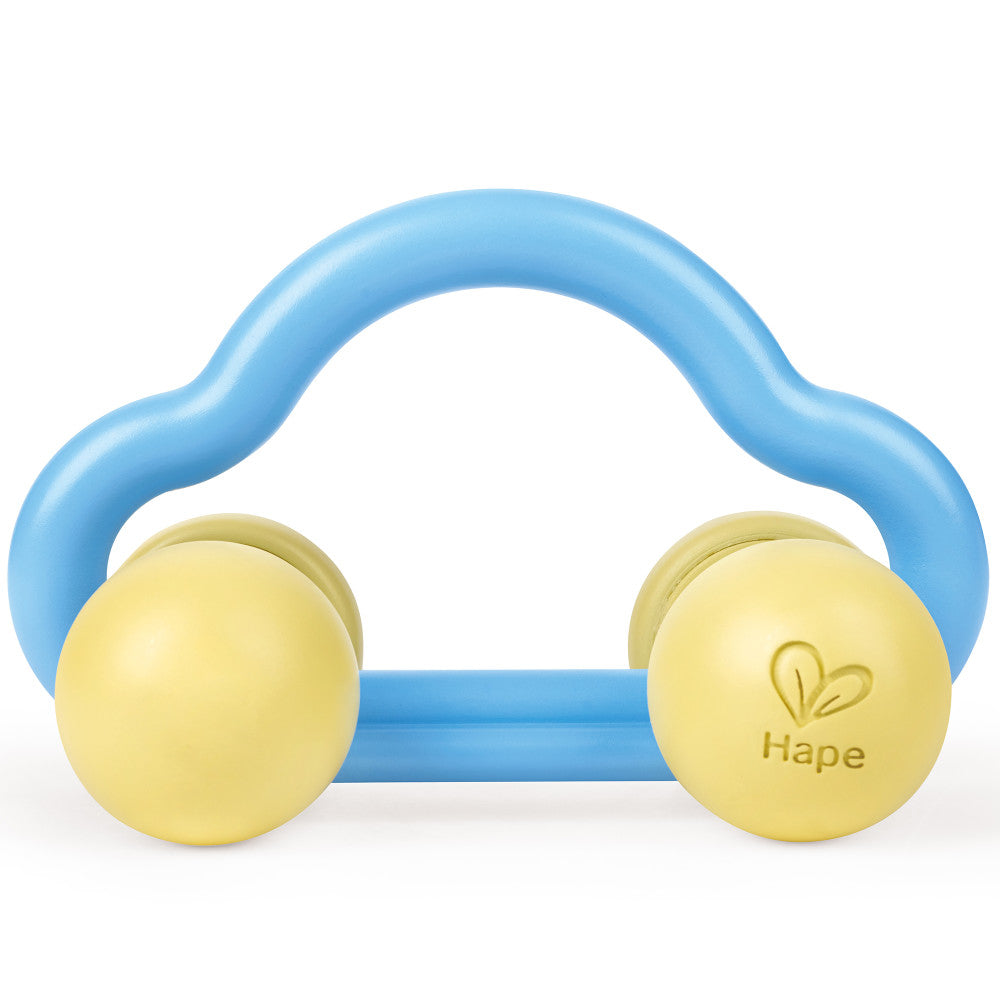 Hape: Rattle & Roll Toy Car - Blue & Yellow, Ages 0mo+