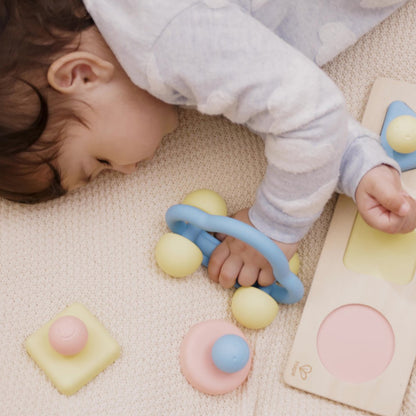 Hape: Rattle & Roll Toy Car - Blue & Yellow, Ages 0mo+