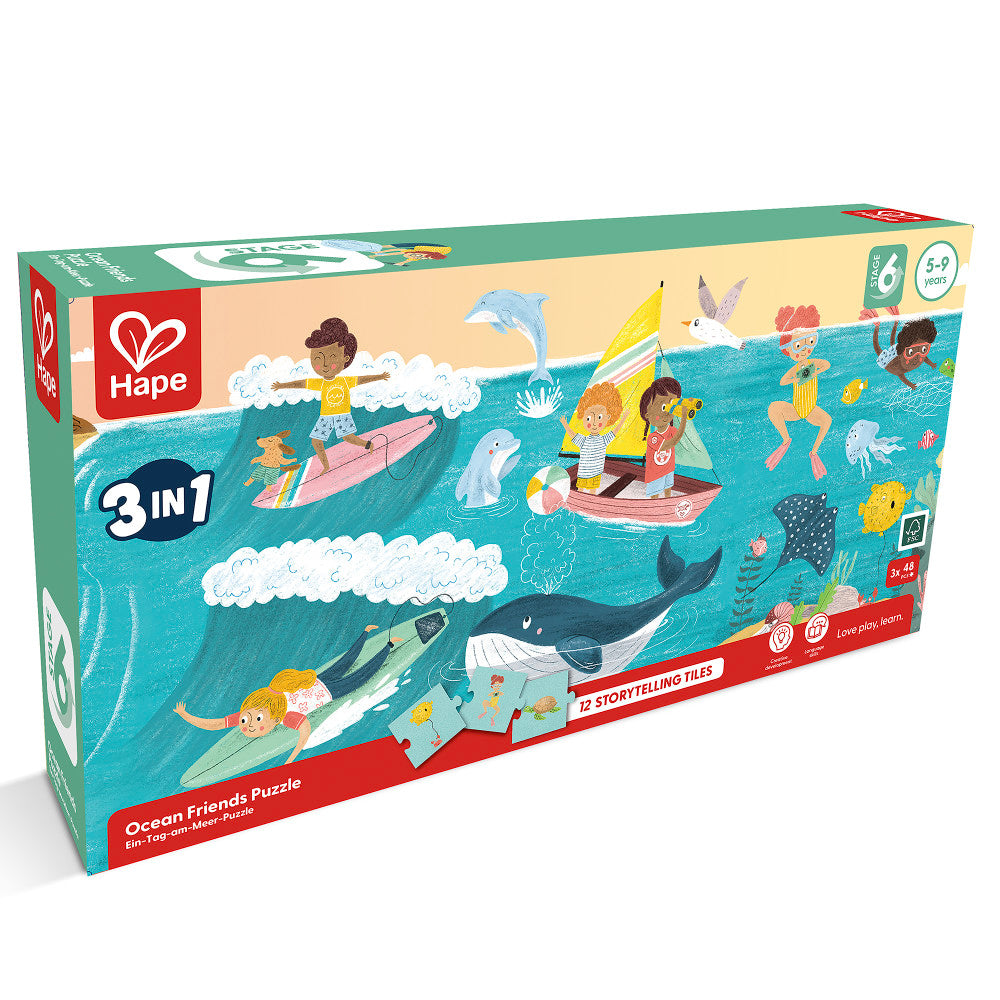 Hape: Ocean Friends Puzzle - 3-In-1, 48pc Each